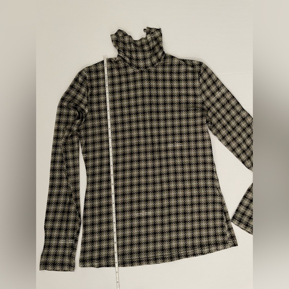 ROKH HOUNDSTOOTH TURTLENECK IN MULTI 2 4 stretch long sleeve zip back plaid - Picture 12 of 15